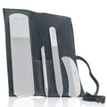 4pc Gray Glass Nail & Pedicure File Set (4-Pc: Glass File, Moon File, Cuticle Stick / Gray Suede Roll)