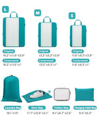 Compression Packing Cubes for Travel (8 PCS Blue / L+2M+S+4 Bags for Laundry Shoe Toiletry Accessory)