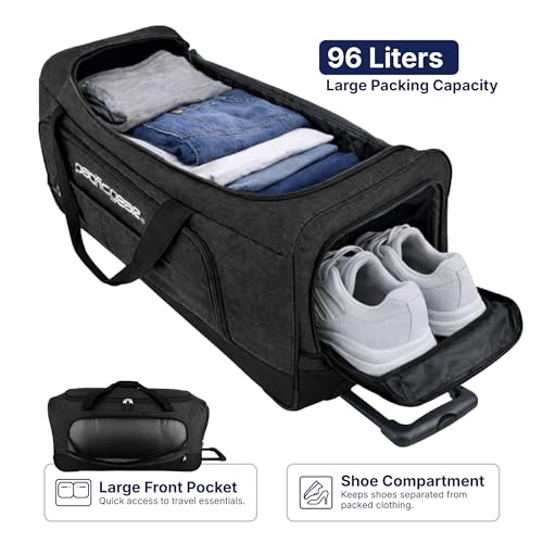 Duffel Bag with Rolling Wheels (Black / 30 inch)