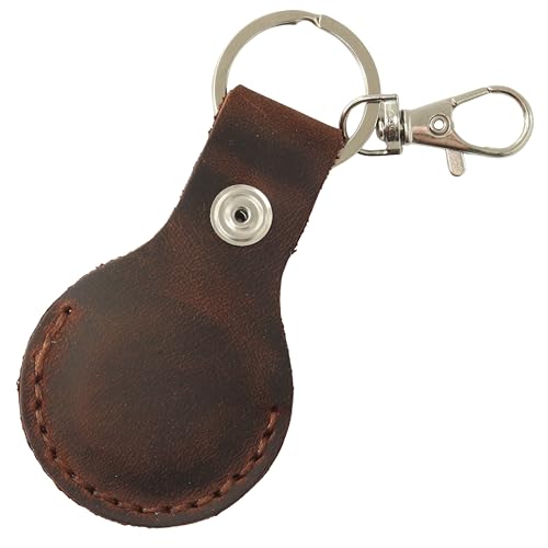 Toprank Leather Keychain Holder Compatible with Apple AirTag (Tan)