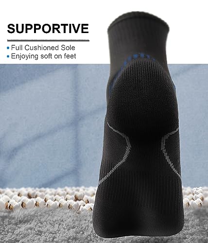 Men 6 Pack Athletic Compression Crew Socks for Running Gym Sports (11-13 / Black 3712)