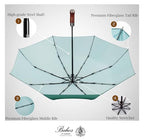 Folding Umbrella Lux Hardwood Handle Herringbone Jade Green (Herringbone Jade Green)