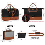 Weekender Bag for Women 21.5" Travel Duffel Large Carry On Bag 3PCS (Large / 9a-Black brown)