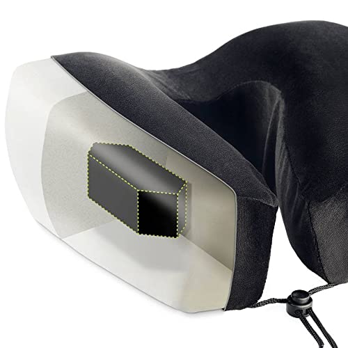 Contoured Memory Foam Hexform Travel Cervical Neck Pillow for Shoulder & Neck Pain (Black)