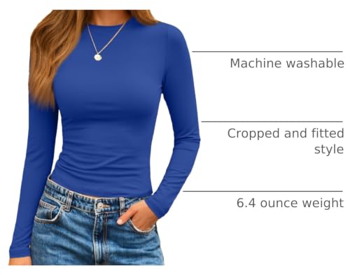 Womens Long Sleeve Shirts Basic Compression Tops RoyalBlue XL (X-Large / Royalblue)