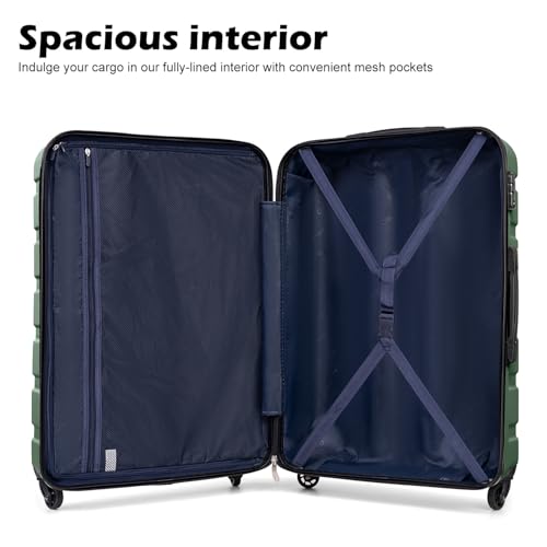 Luggage Set 3 Piece Lightweight Durable Hardshell (Dark Green)