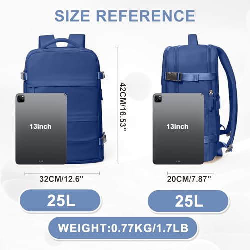 Travel Backpack for Women Men (25l / Royal Blue)