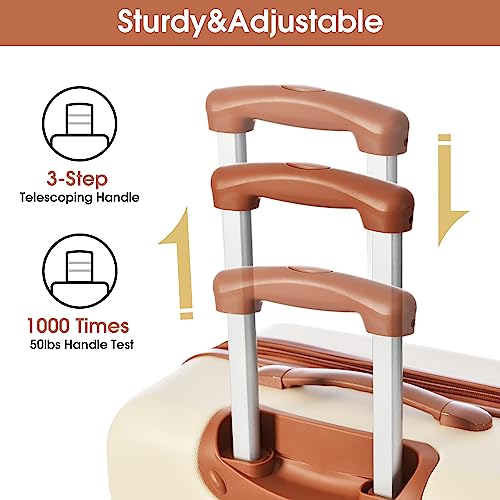 Luggage set 13 Piece 16 20 24 28 IN Hardside Suitcase with Bags (Luggage Set With Bags / White and Brown(13 piece))