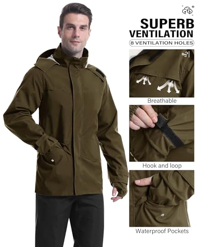 Rain Suit Waterproof Breathable Lightweight 2 (3X-Large / Brown)