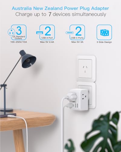 2 Pack Australia New Zealand Travel Plug Adapter