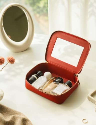 Clear Makeup Bag with Zipper (Red / Medium Moda)