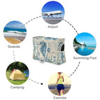 Large Beach Bags Totes Canvas Tote Shoulder Bag Soft Wave Water Resistant Bags for Gym Travel Daily Ocean (Ocean Seahorse Vintage)