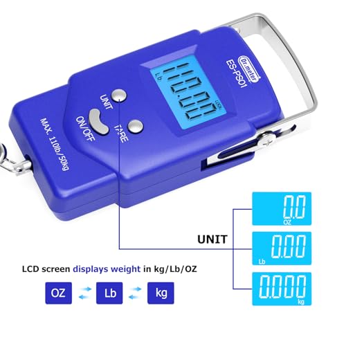 Fish Scale 110 lb Digital Luggage Scale with Tape (Blue)