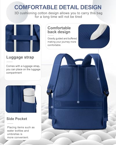 Travel Backpack for Women Man Carry On Backpack Mochila de Viaje Waterproof Teacher Personal Item Backpacks Travel Bag Essentials Rucksack Airplane Accessories Must Haves Royal Blue (33l / Royal Blue)