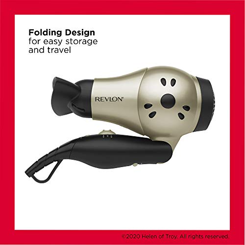 1875W Compact Folding Handle Hair Dryer (Gold/Black / 1 Count (Pack of 1))
