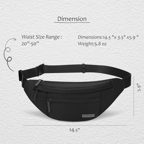 Large Crossbody Fanny Pack with 4 (Top Zip Black / Large)