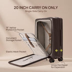 Top Opening Carry On Luggage 22x14x9 (01-Dark Chocolate Americano / Carry-On 20-Inch (Top Opening, 38L))