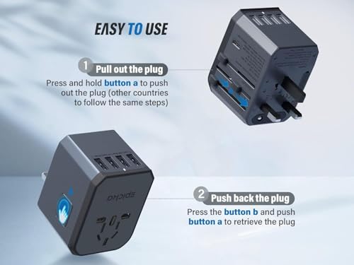 Universal Travel Adapter with 1AC (Space Grey)