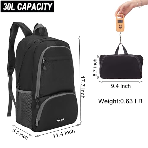 30L Hiking Backpack Lightweight Day Packs (E-black)