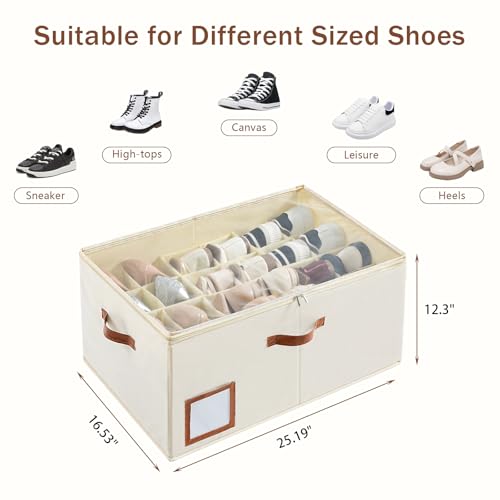 1 Pack Shoe Organizer for Closet (Beige)