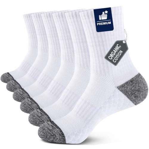 Light Compression Socks for Men Cotton Crew Socks Breathable Moisture Wicking Cushion Running Hiking Socks 3 (X-Large / Z-white(3 Pairs))