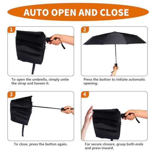 2 Pack 46 Inch Umbrellas ((2 pack)black+black)