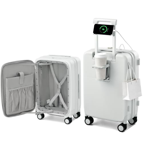 20 Inch Expandable Carry On Luggage 22x14x9 Airline Approved (Smoke White / 20 Inch EXT)