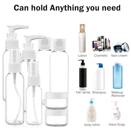 Travel Bottles for Toiletries 15 Pack White TSA Approved Bottles (I-White-15pcs)