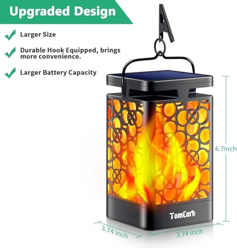 Solar Lanterns Outdoor (Flickering Flame / 6 Pack Black)