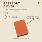 Italian Leather Passport Cover for Men and Women (Orange)