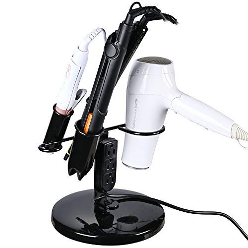 BYOOTIQUE 5 Hole Tabletop Blow Dryer Hair Iron Holder with 3 Outlets Salon (1 Count (Pack of 1))
