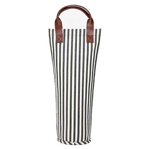 Single Wine Cooler Bag Tote (Blue Stripe)