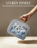 Clear Large Makeup Bag Mahjong Tile Bag Zipper & Handle Light Blue (Light Blue / Large Luxe)