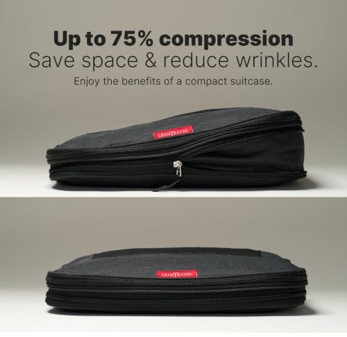 Premium Compression Packing Cubes for Travel (Black / 6 pack)