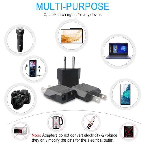 European to US Plug Adapter (Black)