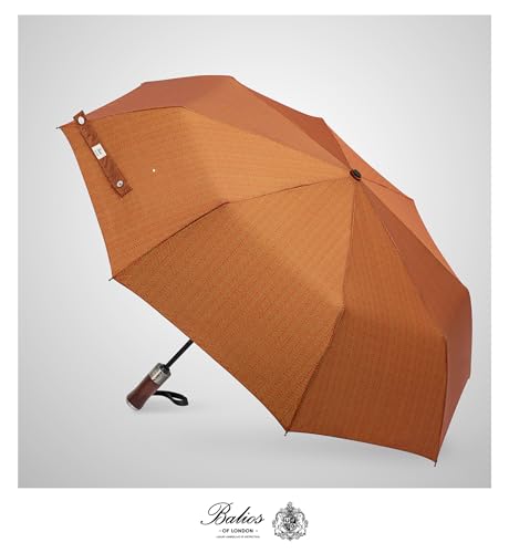 Folding Umbrella Lux Hardwood Handle Herringbone Gold Flame (Herringbone Gold Flame)