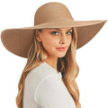 Sun Hats for Women Wide Brim Summer Hat Large Floppy Sun Straw Hat Foldable Packable Beach Hats UPF 50+ (1 Pack Medium Size: Khaki (Head Circumference 22-22.8"))