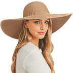 Sun Hats for Women Wide Brim Summer Hat Large Floppy Sun Straw Hat Foldable Packable Beach Hats UPF 50+ (1 Pack Medium Size: Khaki (Head Circumference 22-22.8"))