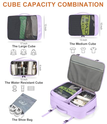 40L Expandable Travel Backpack (Purple / 20 inches)