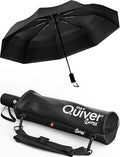 Windproof Travel Umbrella (Black with Black Case 1-Pack / Standard)