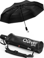 Windproof Travel Umbrella (Black with Black Case 1-Pack / Standard)