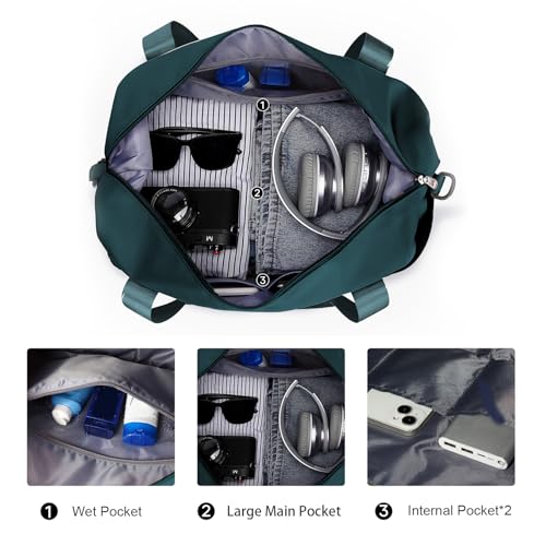 Travel Duffle Bag Carry On Weekender 18x14x8 Gym Work Bags for Women Men (A15-Peacockblue-expandable / Large)