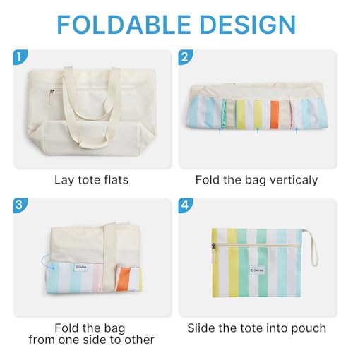 Beach Bag Waterproof Beach Tote Pool Bags for Women (Rainbow / 50L)
