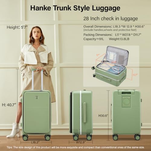 28 Inch Checked Luggage (Bamboo Green / 28 Inch)