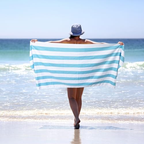 2 Pack Microfiber Beach Towel (2 Pack- Blue Brown / 75”x 35”)