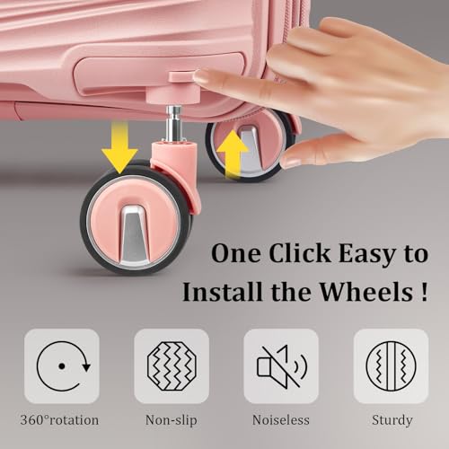 Luggage Sets 6 Piece Expandable Suitcase (Pink / 6 Piece Set (14in/20in/24in/28in/DB/TB))