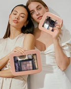 Travel Clear Makeup Bag Set (Mini+Large Dark Pink)
