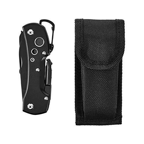 15-in-1 Stainless Steel Multitool Pocket Knife with Sheath for Hiking, Camping, Survival, Black, Pocket Size (15-in-1 / Black)