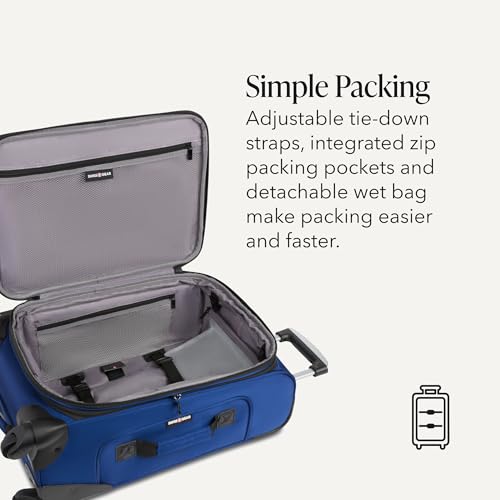 Sion Softside Expandable Spinner Luggage Durable Lightweight Travel Suitcase (2-Piece Set (Carry-On/Large) / Blue)
