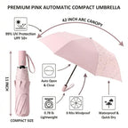Small Compact Travel Umbrella with UV Protection for Sun & Rain (C-2 Pack Pink & Beige)